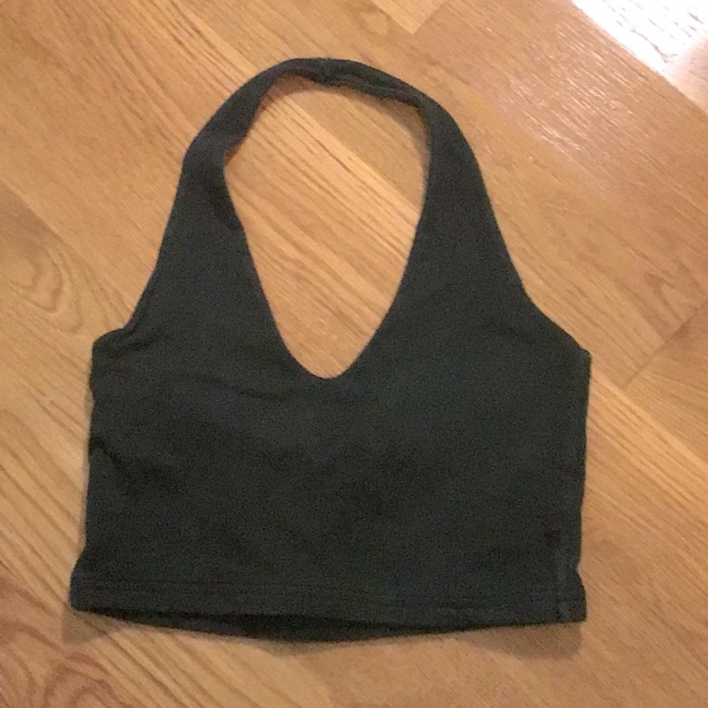 cropped green brandy melville halter top